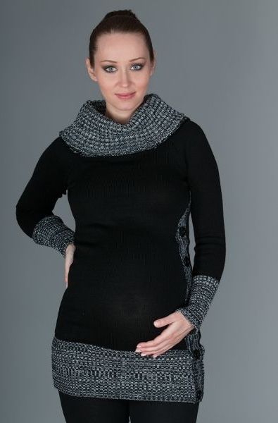 Těhotenský svetřík/tunika Carmen - černá s melirkem - UNI - obrázek 1