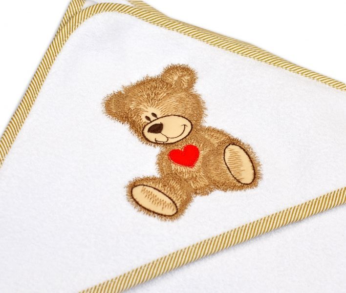 Froté osuška s kapucí Baby Nellys® 80x80cm Sweet TEDDY - bílá - obrázek 2