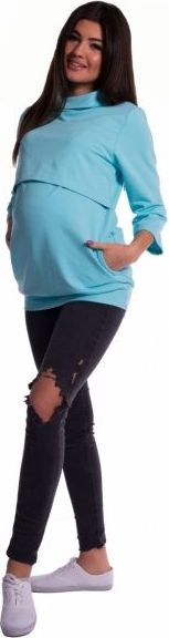 Těhotenské a kojící teplákové triko - mátové - XL (42) / XL - obrázek 1
