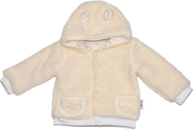 Chlupáčkový kabátek, mikinka  Baby Nellys ® - smetanový -  vel. 86 - 98 / 98 (24-36m) - obrázek 1