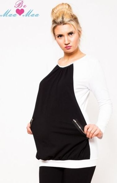 Těhotenská tunika UMA - bílá/černá - L/XL - L/XL - obrázek 3