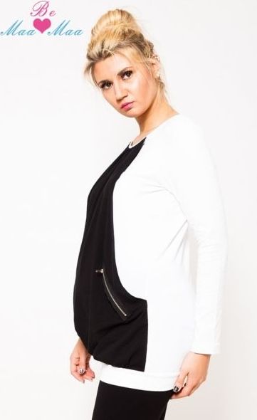 Těhotenská tunika UMA - bílá/černá - L/XL - L/XL - obrázek 4