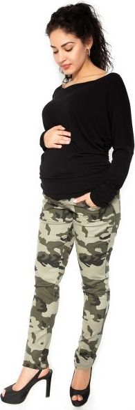 Těhotenské tepláky,kalhoty maskáčové - zelené - XL / XL (42) - obrázek 2
