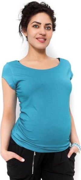 Těhotenské triko/halenka Celina - tyrkys - XL (42) - obrázek 1
