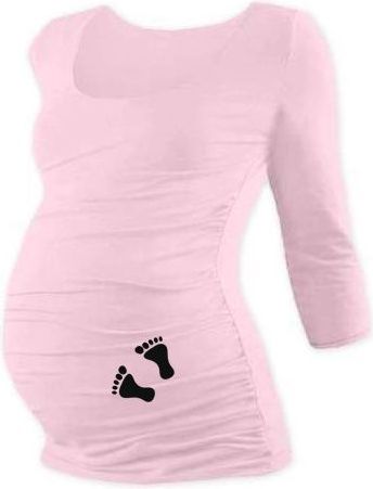 Těhotenské triko 3/4 rukáv s nožičkami - sv. růžová - L/XL - obrázek 1