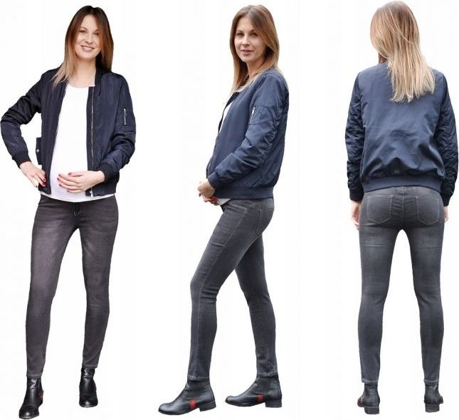 Těhotenské kalhoty JEANS s pružným pásem Angie - Černé, vel. S - XL (42) - obrázek 3