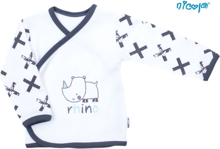 Novorozenecká bavlněná košilka Nicol, Rhino - zapínání bokem - 68 (4-6m) - obrázek 1