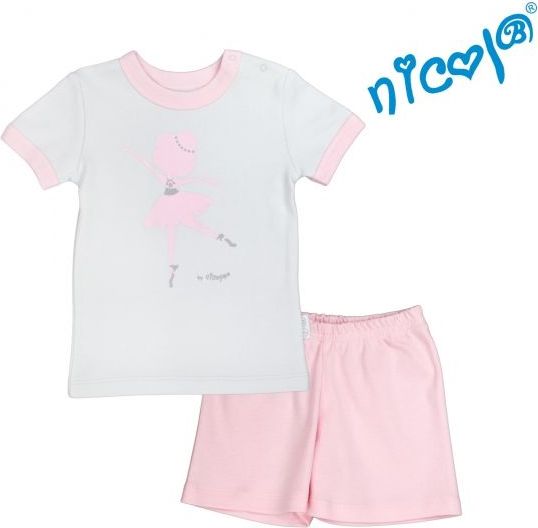 Dětské pyžamo krátké Nicol, Baletka - šedo/růžové, vel. 98 - 128 - obrázek 1