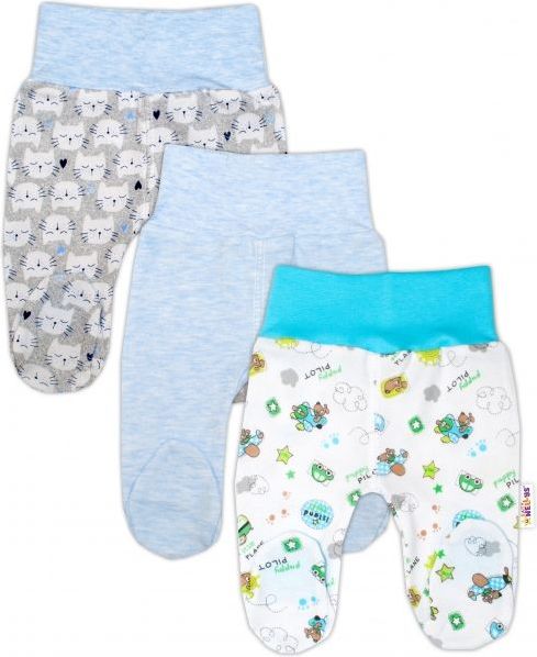 Baby Nellys Kojenecká chlapecká sada polodupaček Baby Nellys ® - 3 ks, vel. 62 62 (3-6m) - obrázek 1