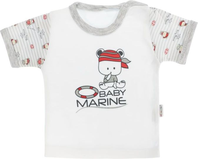 Bavlněné tričko Mamatti Pirát krátký rukáv - šedé, vel. 80 - 80 (9-12m) - obrázek 1