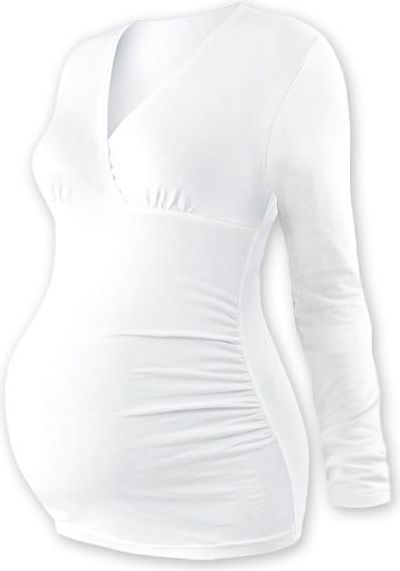 JOŽÁNEK Těhotenské triko/tunika dlouhý rukáv EVA - bílé - L/XL - obrázek 1