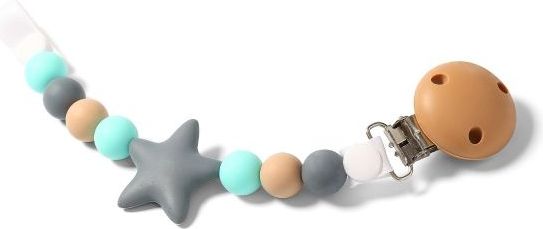 BabyOno BabyOno Řetízek na dudlík Natural Nursing - Hvězdička šedá - obrázek 1