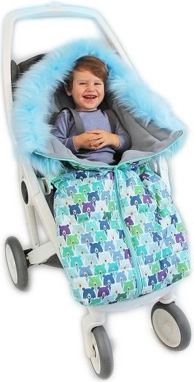Fusak nejen do autosedačky Baby Nellys ® Eskymo s kožíškem, medvědi v mátě/modrý - obrázek 9