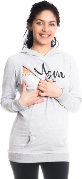 Be MaaMaa Těhotenské a kojící triko/mikina Mom Boss, dl. rukáv, sv. šedé, vel. M - obrázek 3