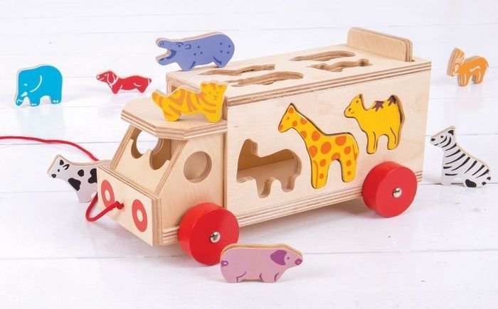 Bigjigs Edukační vkládačka Nákladní auto se zvířátky - obrázek 1
