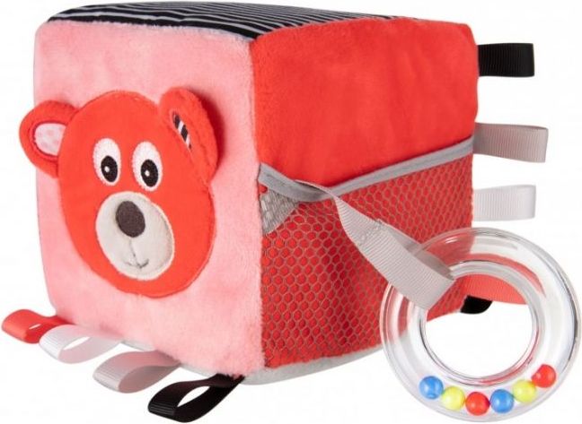 Canpol babies Plyšová edukační kostka Medvídek - korálová - obrázek 1