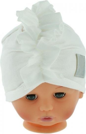 Baby Nellys Jarní/podzimní bavlněná čepice - turban, bílá - 44/48 čepičky obvod - obrázek 7