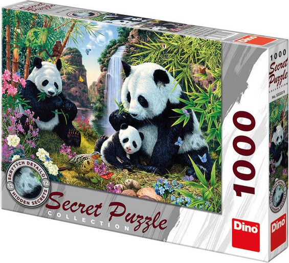 Puzzle Pandy 12 skrytých detailů 1000 dílků 66x47cm v krabici 37x27x5cm - obrázek 1