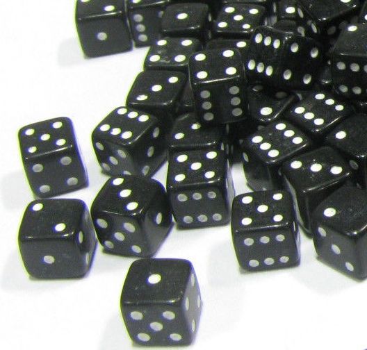 Sada kostek D6 5mm (25ks) - černé - obrázek 1