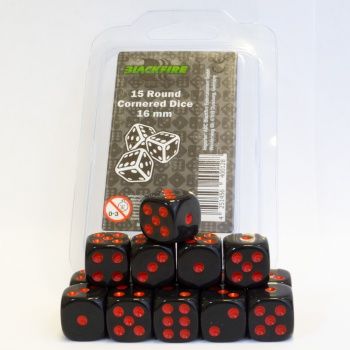 Set 15 kostek 16mm klasické - černé (červené tečky) - obrázek 1