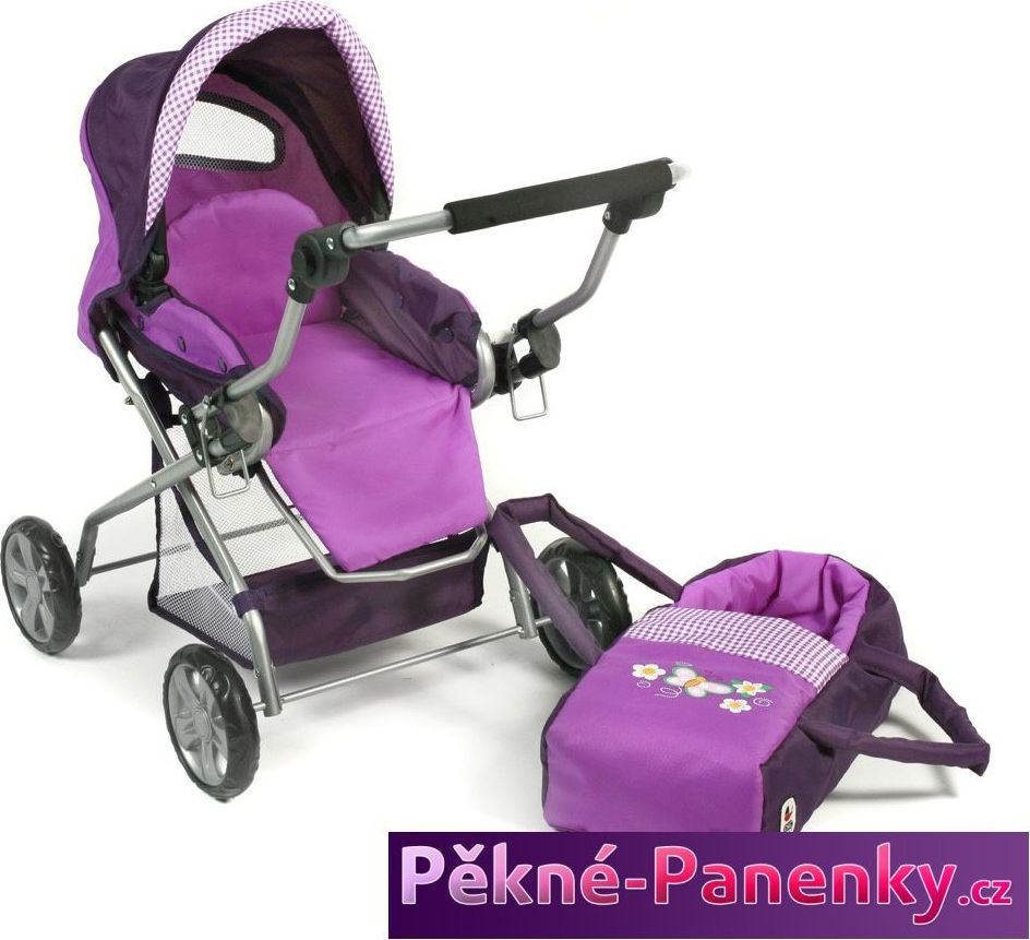 Bayer Chic kočárek trojkombinace pro panenky Bayer Piccolina Purple Checker - obrázek 2
