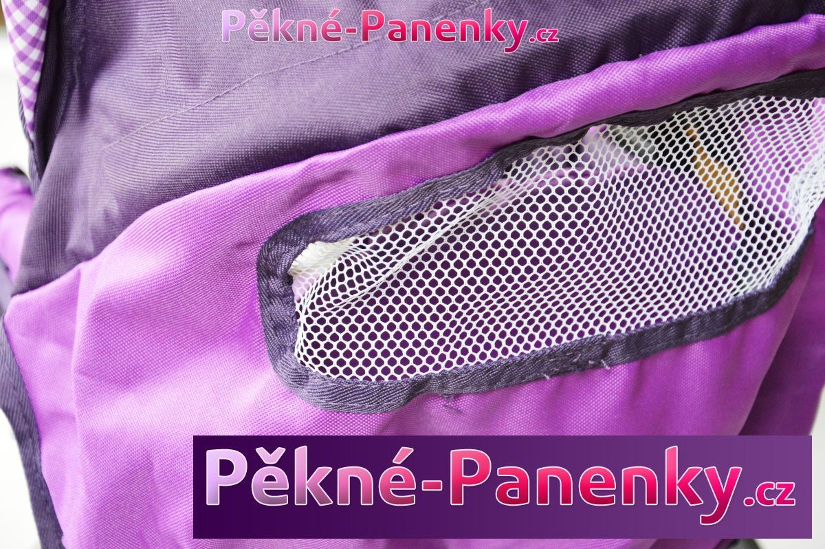Bayer Chic kočárek trojkombinace pro panenky Bayer Piccolina Purple Checker - obrázek 5