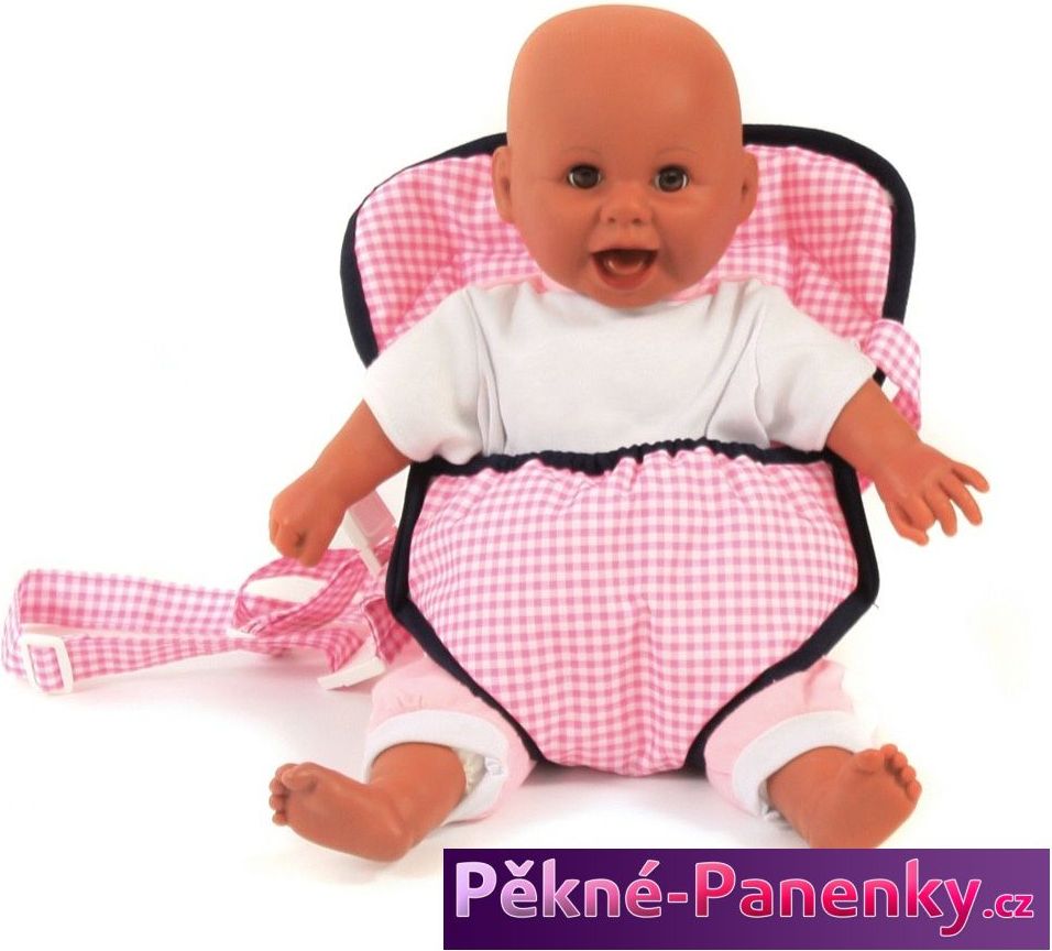 klokanka – popruhy na panenky Bayer Chic Pink Checker - obrázek 1