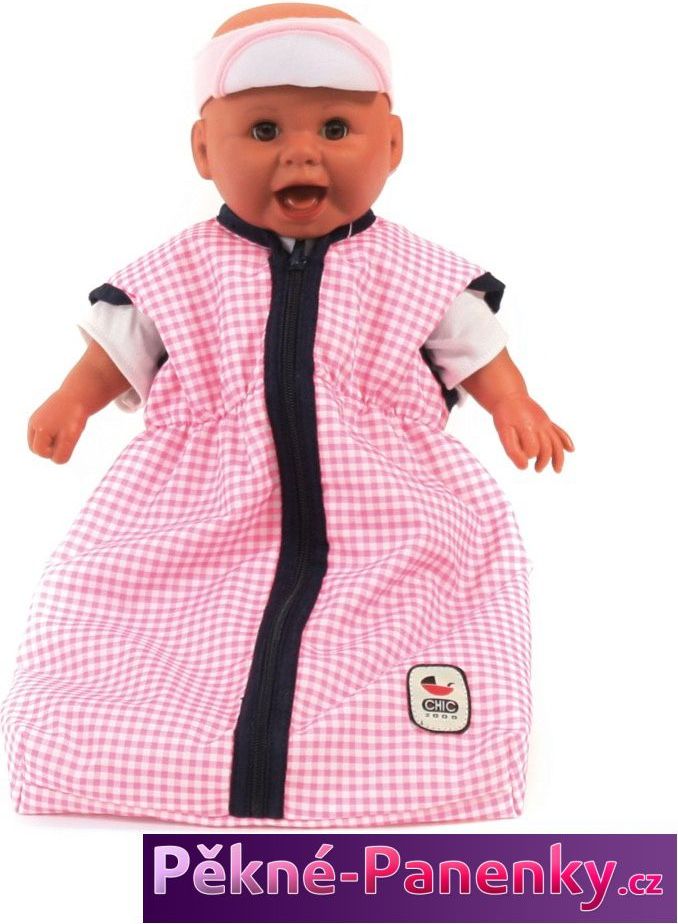 spací pytel pro panenky Bayer Chic Pink Checker - obrázek 1