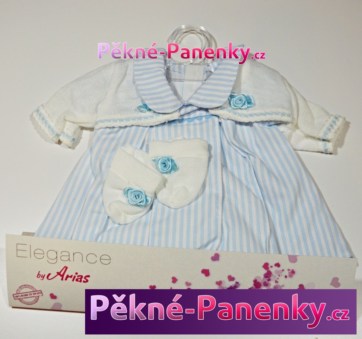 Oblečení pro panenky Arias® 42cm modro-bílé s pruhy - obrázek 1