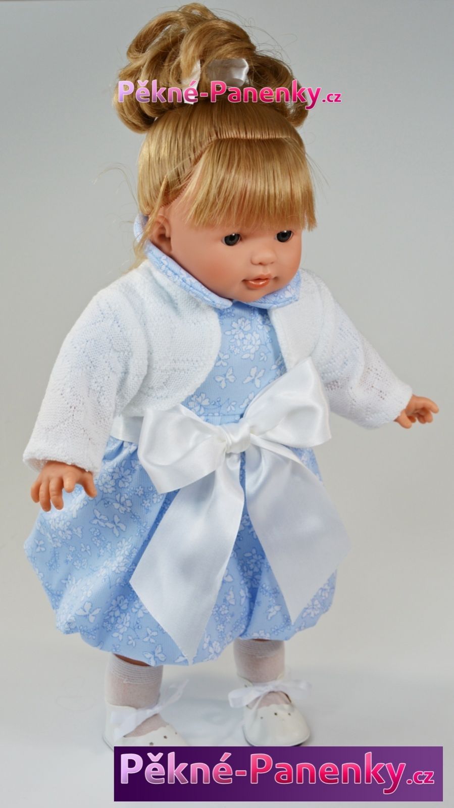 Realistická mluvící panenka Toyse® Diana modro-bílá 40 cm - obrázek 1