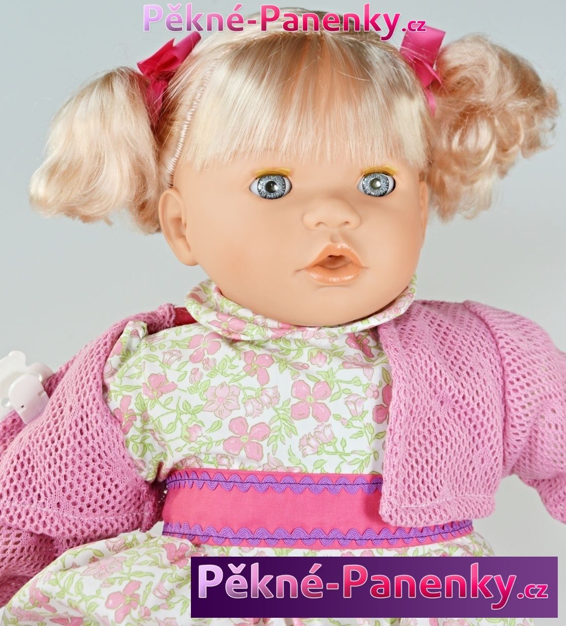 Velká, mluvící a mrkací panenka Toyse® Angela květované šaty 65cm - obrázek 2