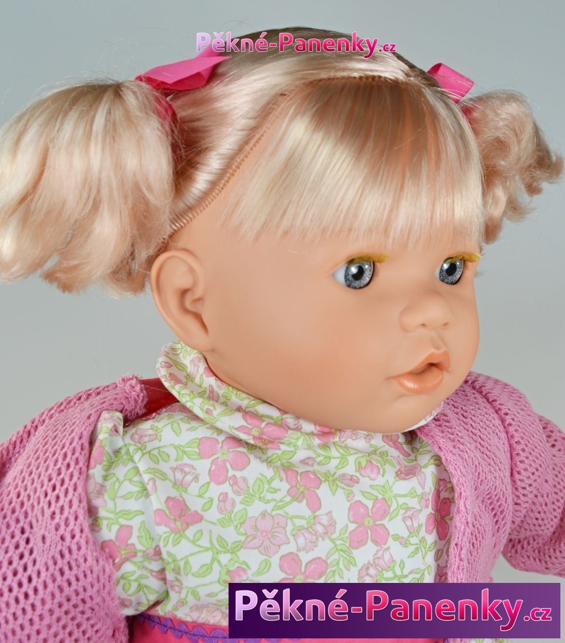 Velká, mluvící a mrkací panenka Toyse® Angela květované šaty 65cm - obrázek 3