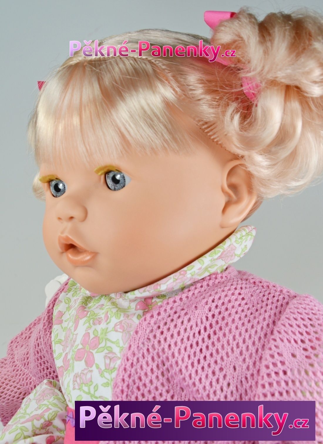 Velká, mluvící a mrkací panenka Toyse® Angela květované šaty 65cm - obrázek 4