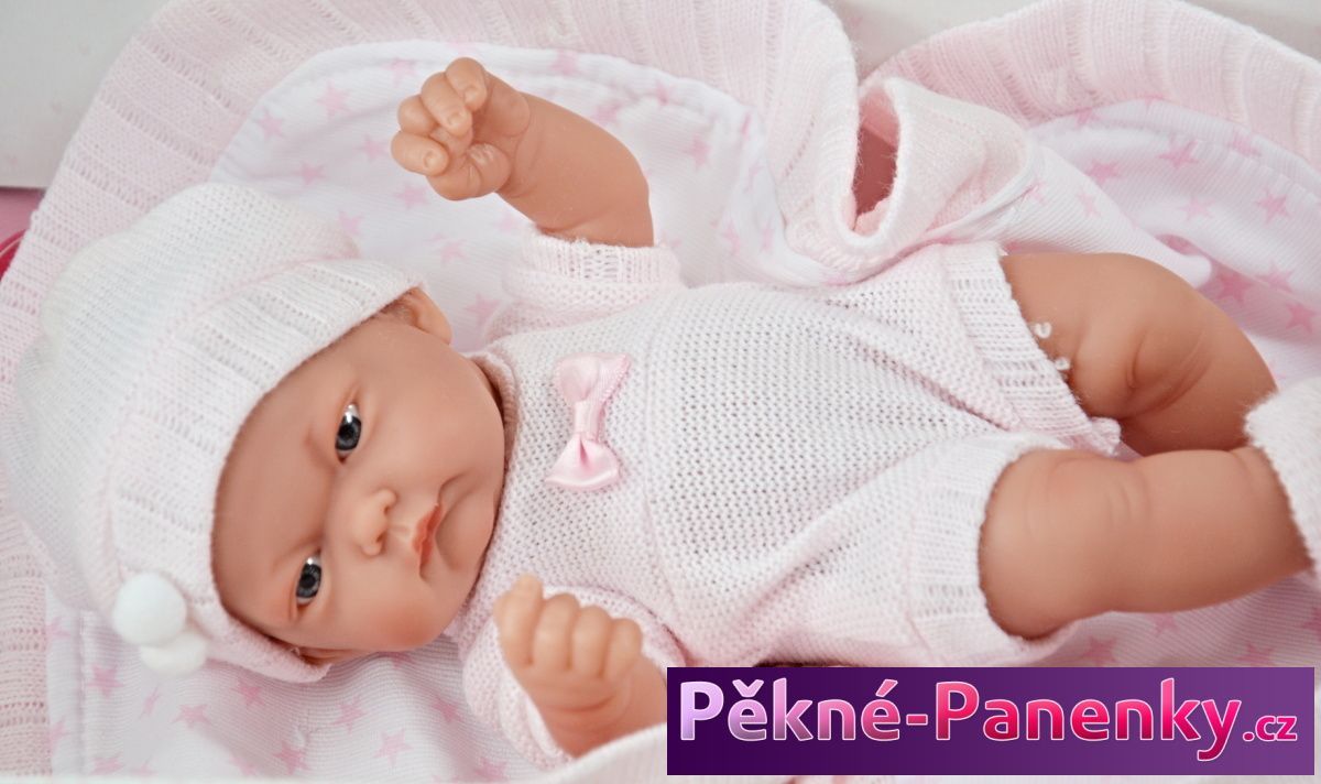 Realistické koupací miminko Antonio Juan® Pitus Mantita růžové s dečkou 26 cm - obrázek 3