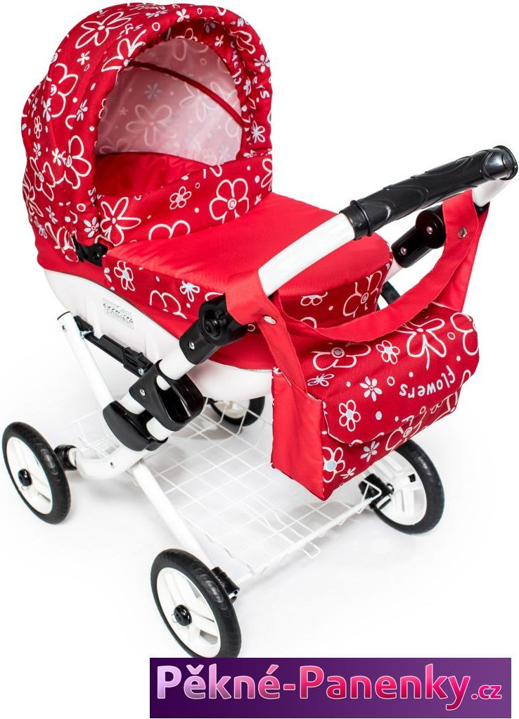 Jasmine Dětský kočárek pro panenky JASMINE Kids červené květy - obrázek 2