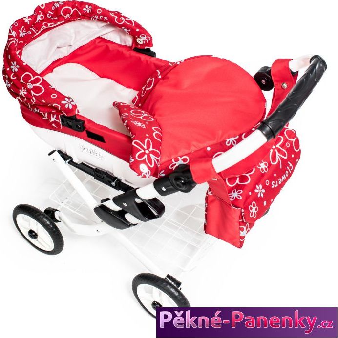 Jasmine Dětský kočárek pro panenky JASMINE Kids červené květy - obrázek 3