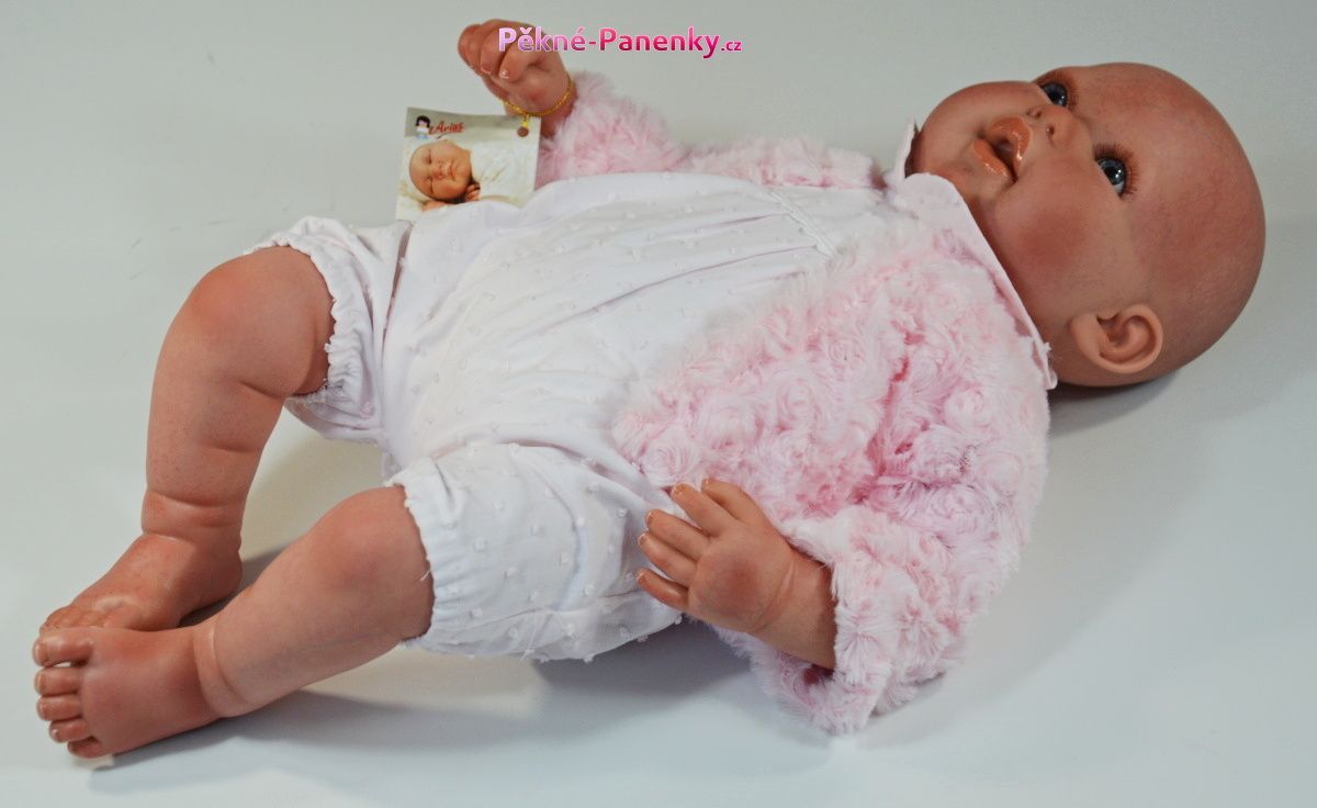 Reborn realistická panenka Arias® Mies růžová s kabátkem 45 cm - obrázek 4