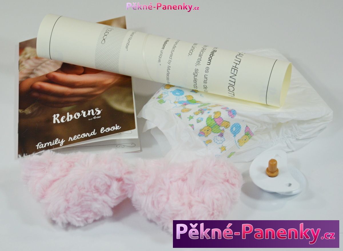 Reborn realistická panenka Arias® Mies růžová s kabátkem 45 cm - obrázek 8
