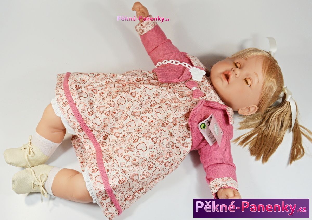 Velká, mrkací a plačící panenka Berbesa® Dulzona se srdíčky 62 cm - obrázek 2