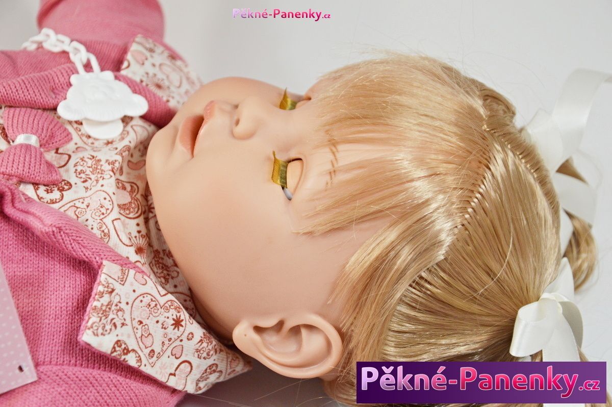 Velká, mrkací a plačící panenka Berbesa® Dulzona se srdíčky 62 cm - obrázek 3