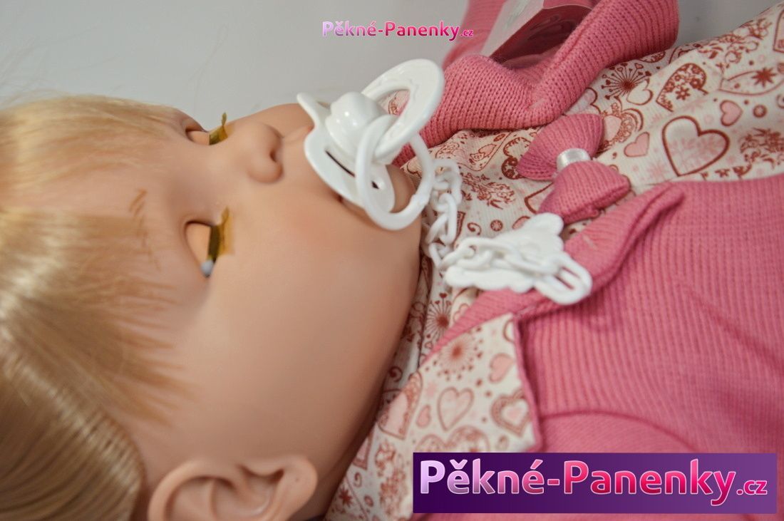 Velká, mrkací a plačící panenka Berbesa® Dulzona se srdíčky 62 cm - obrázek 6