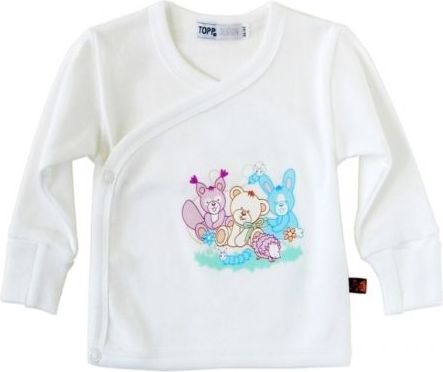 Kojenecká košilka Teddy bílá s obrázkem překládací s rukavičkami - obrázek 1