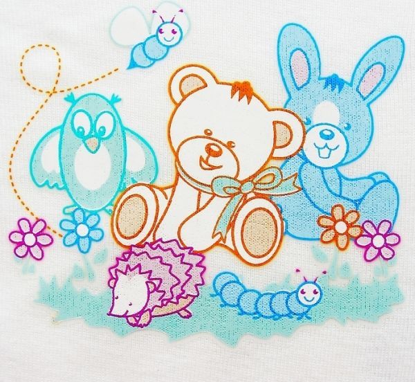 Kojenecká košilka Teddy bílá s obrázkem překládací s rukavičkami - obrázek 2