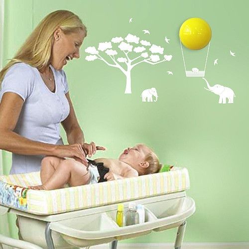 BabyZoo  Dětské světlo se samolepkou na zeď - Slon bílý - obrázek 1