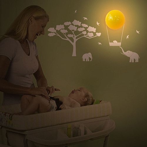 BabyZoo  Dětské světlo se samolepkou na zeď - Slon bílý - obrázek 2