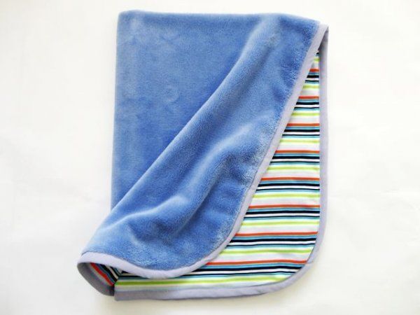 MeeMee Oboustranná deka 70x90 cm modrá , pruhy - obrázek 1