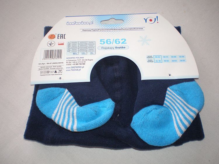 YO Company Punčocháčky froté tmavě modré  různé obrázky vel.56/0-3měs./ - obrázek 2
