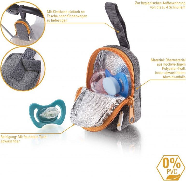 Diago Obal na dudlík DELUXE šedá oranžová - obrázek 3