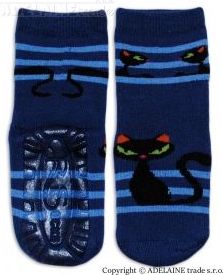 Froté ponožky s ABS (protiskluzová úprava) - Kočka tm. modrá - vel.27-30 - obrázek 1