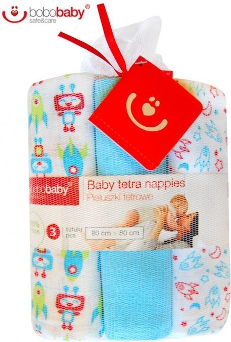 Baby Nellys Dětské bavlněné pleny LUX BOBO BABY - Rakety/modrá - obrázek 1